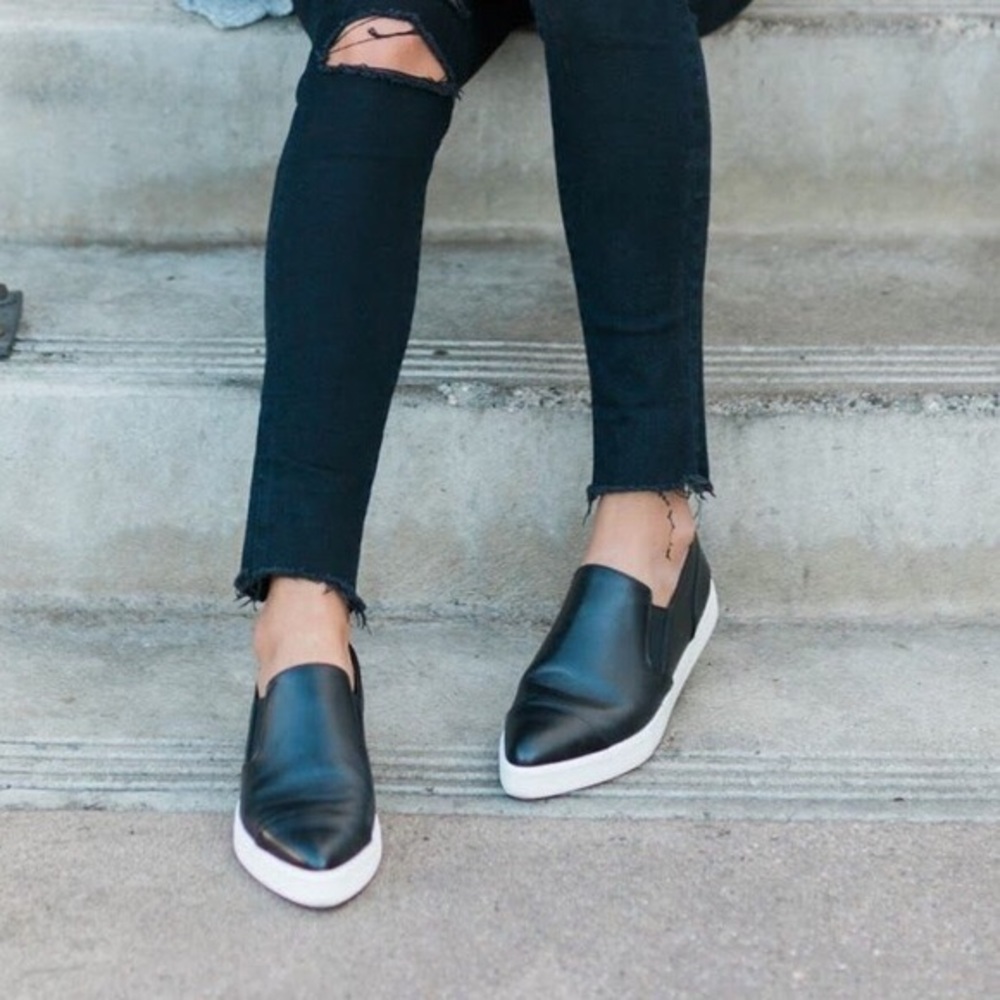 Vince pointed leather slip ons